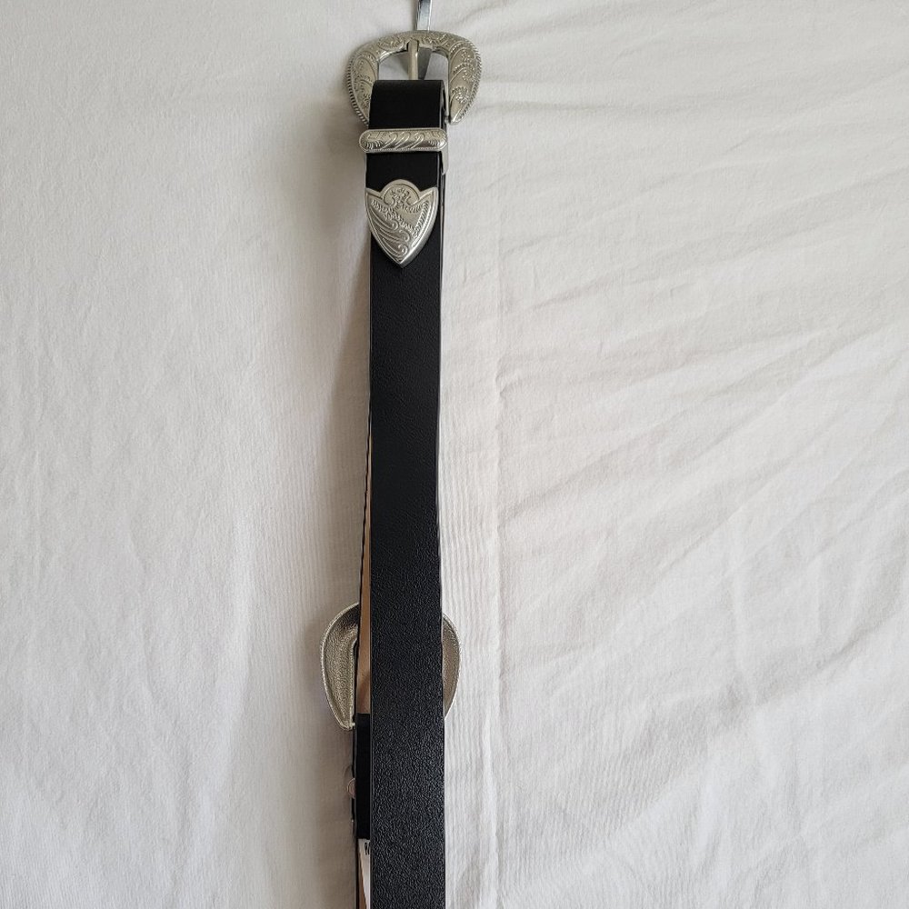 Missguided Western Double Buckle Belt  Black |Size: S/M